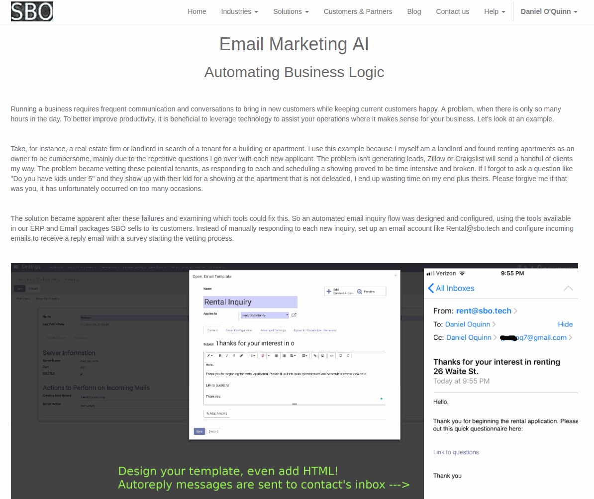 Odoo text and image block